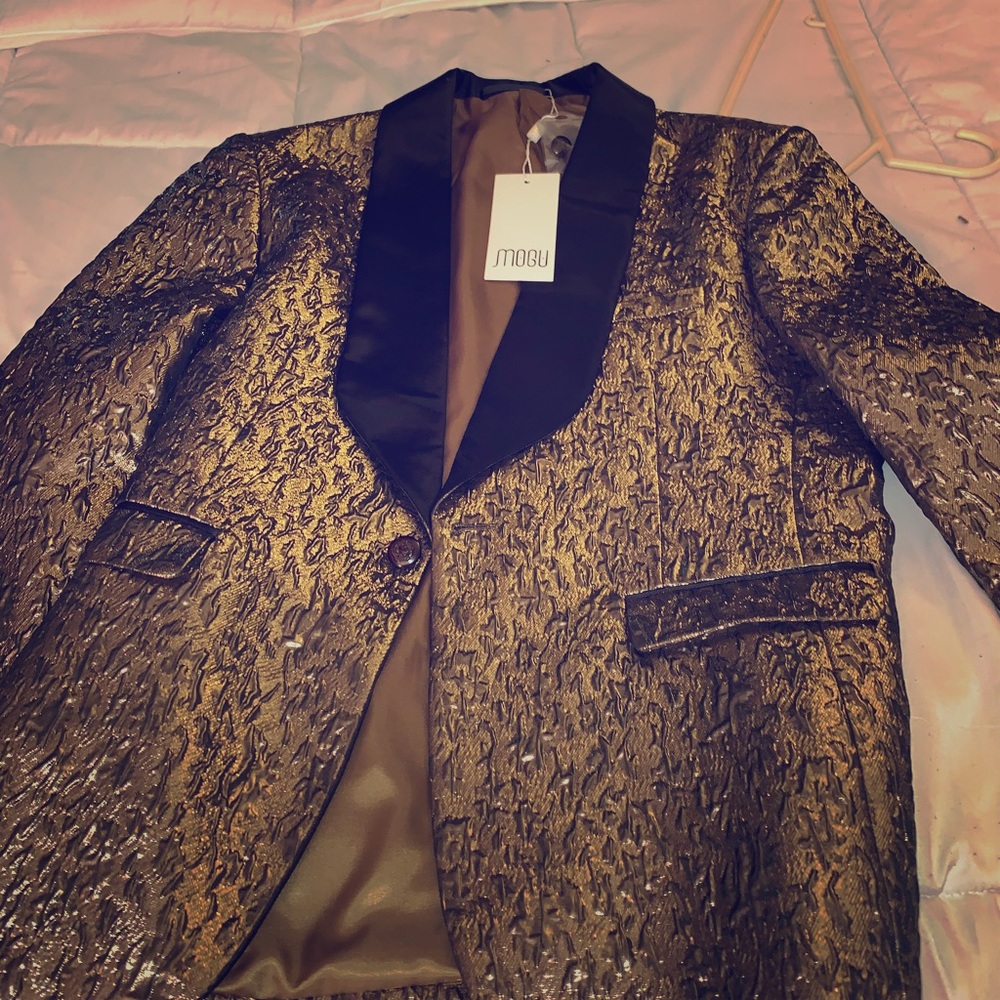 Gold with black blazer